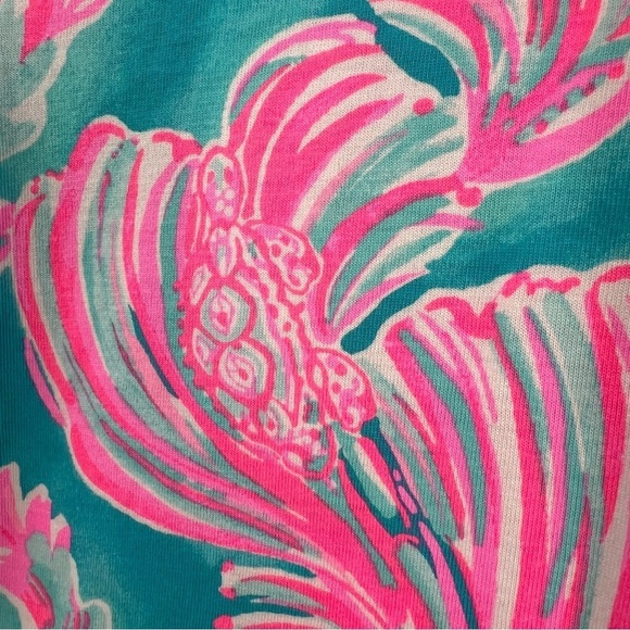 Lilly Pulitzer Charley Dress 3/4 Sleeve Casual Cotton Vibrant Pink Blue - Picture 6 of 7